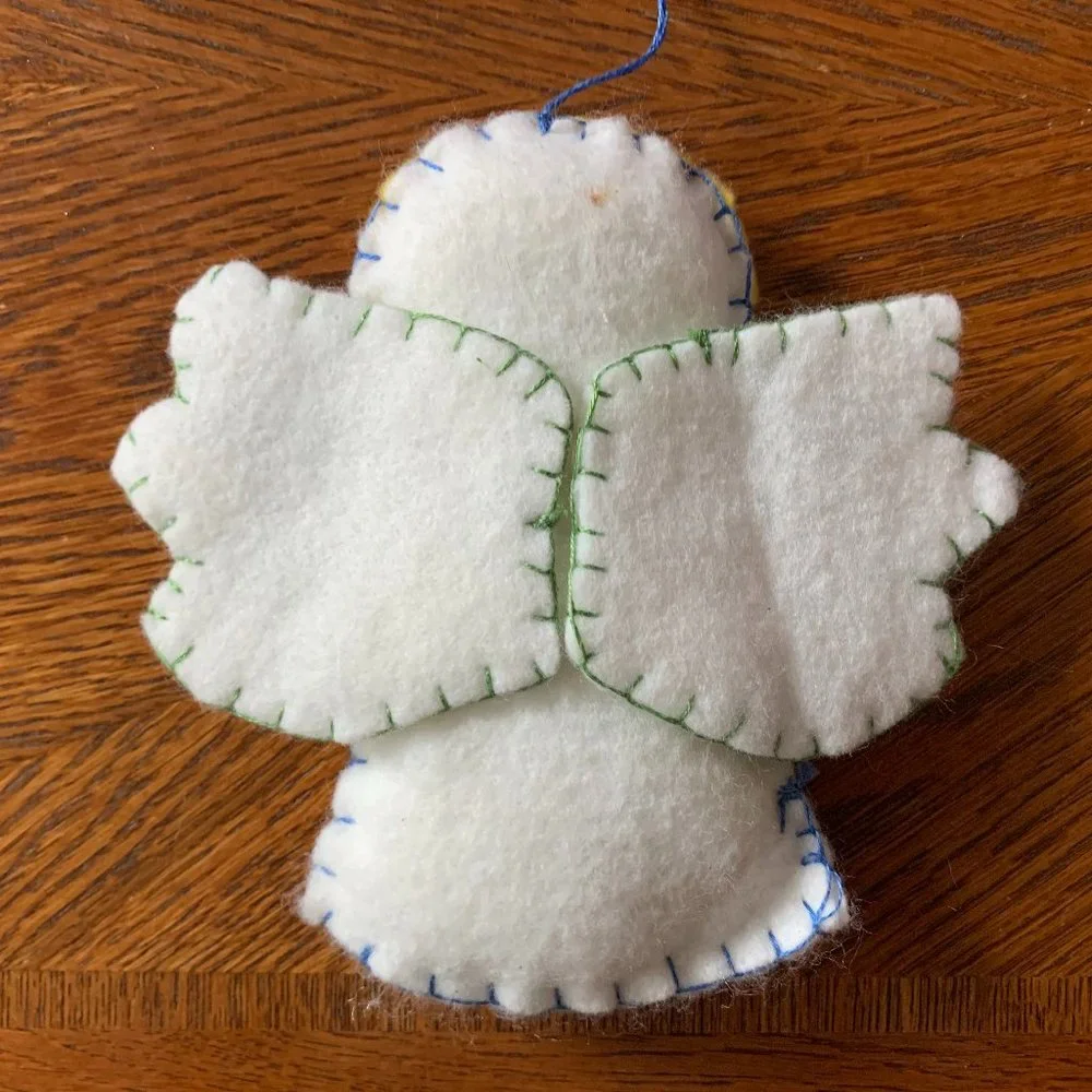 White felt handmade angel ornament